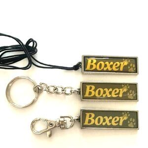 New 3pc I Love My Dog Boxer Keychain Necklace Set